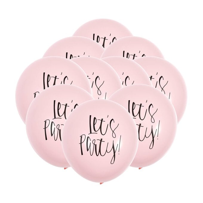 Pink Let’s Party Latex Balloons 10 Pack image number 1