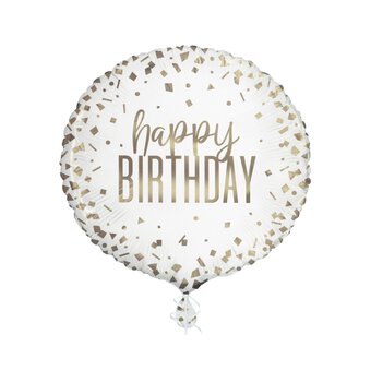 Large Gold Confetti Happy Birthday Foil Balloon