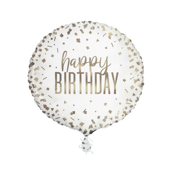 Large Gold Confetti Happy Birthday Foil Balloon image number 2