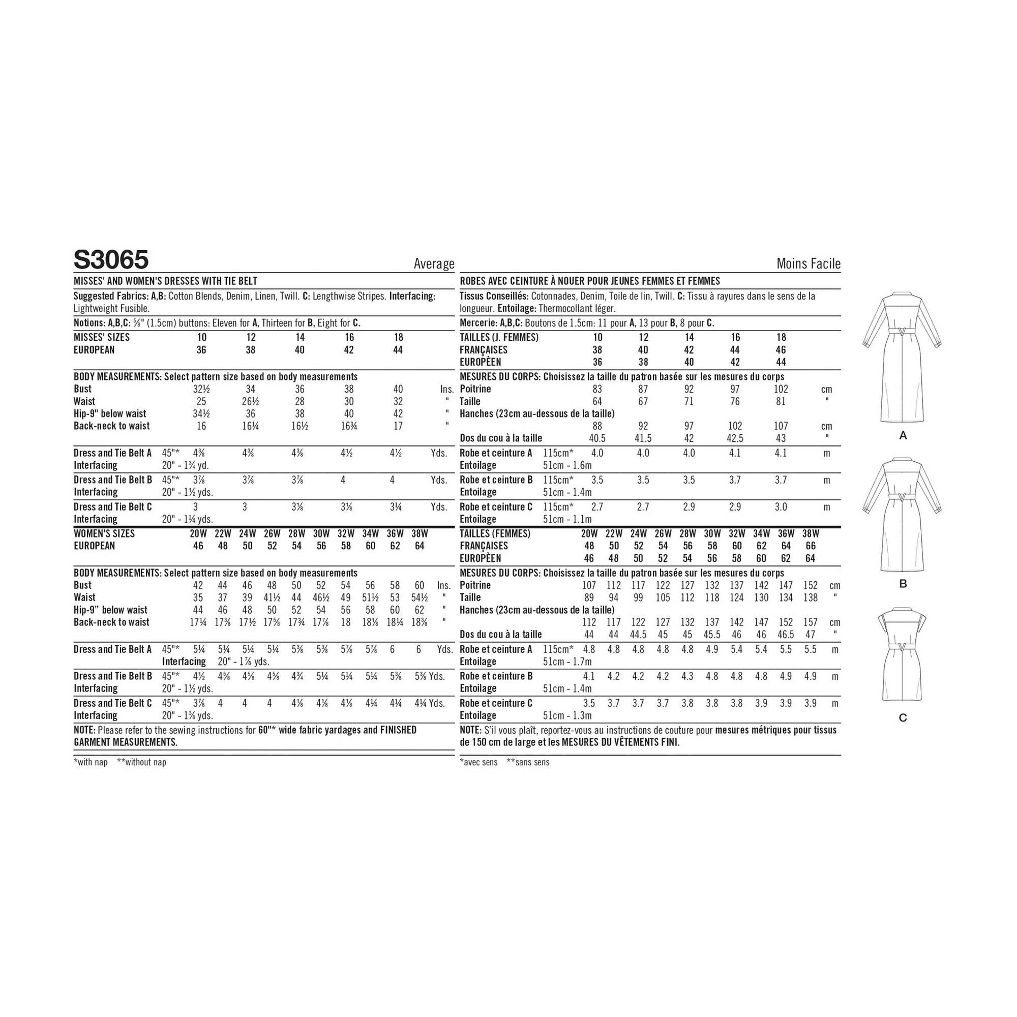 Simplicity Women’s Dress Sewing Pattern S3065 (10-18) | Hobbycraft