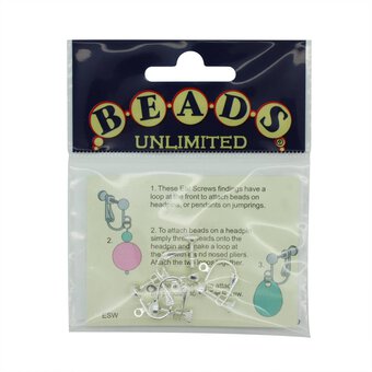 Beads Unlimited Silver Plated Ear Screws 15mm 4 Pack