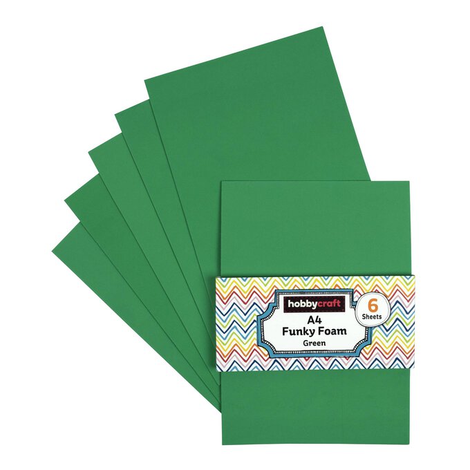 Green EVA Foam Sheets A4 6 Pack Hobbycraft
