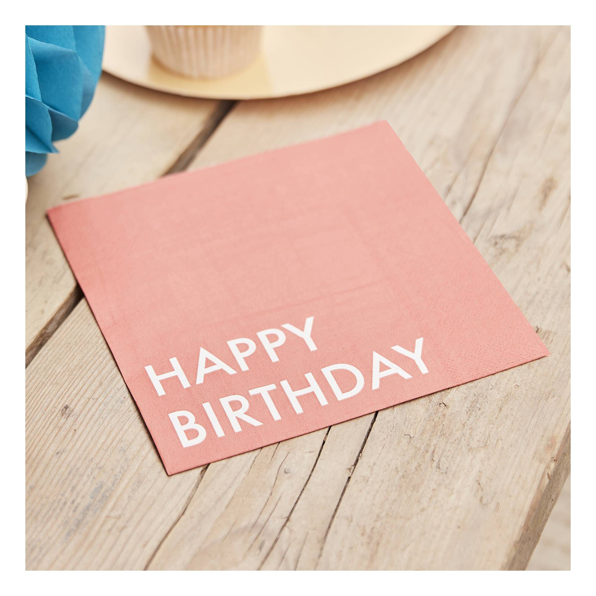 Ginger Ray Coral Happy Birthday Napkins 16 Pack Hobbycraft