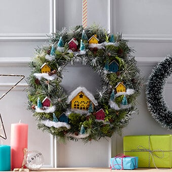How to Make a Snowy House Wreath