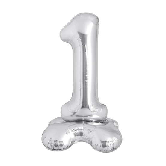 Standing Silver Number 1 Balloon 1m image number 1