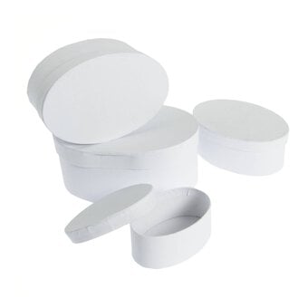 White Mache Oval Nesting Boxes 4 Pack