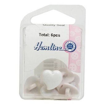 Hemline Pink Novelty Hearts Button 6 Pack
