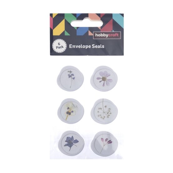 White Pressed Flower Envelope Seal Stickers 6 Pack image number 3