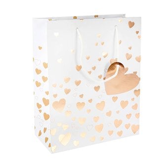 Rose Gold Hearts Gift Bag 29.5cm x 23cm