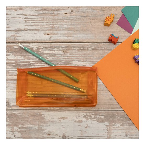Clear Orange Pencil Case image number 2