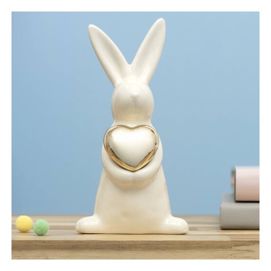 Glazed Rabbit with a Gold Heart 12cm  image number 1
