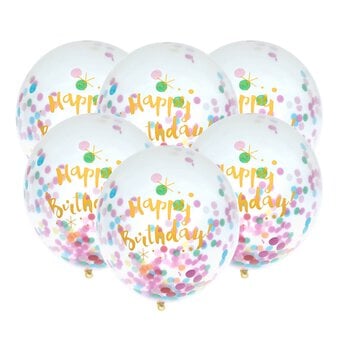 Bright Happy Birthday Confetti Balloons 6 Pack