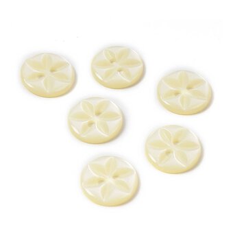Hemline Cream Basic Star Button 6 Pack