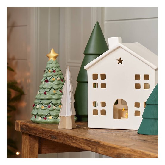 Ceramic Split Glazed Tree Decoration 19cm image number 3