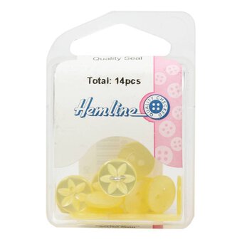 Hemline Yellow Basic Star Button 14 Pack