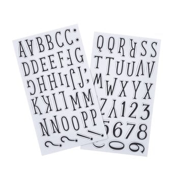 Black Handwriting Alphabet Chipboard Stickers 72 Pieces