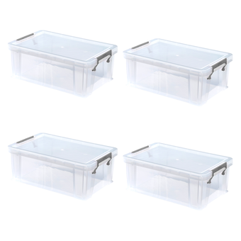 Whitefurze Allstore 10 Litre Clear Storage Box 4 Pack Bundle