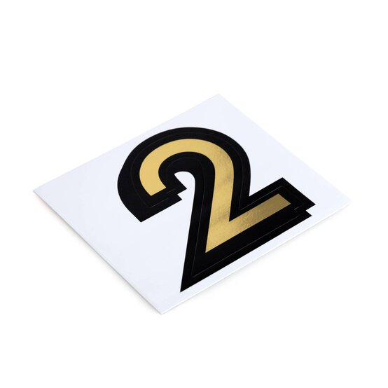 Black and Gold Vinyl Number 2 Sticker 5cm image number 2