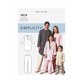 Simplicity Kids’ Sleepwear Sewing Pattern S9218 (S-XL)