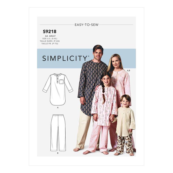 Simplicity Kids’ Sleepwear Sewing Pattern S9218 (S-XL) image number 1