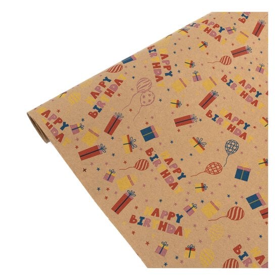 Happy Birthday Bunting Kraft Paper Roll 70cm x 3m image number 1