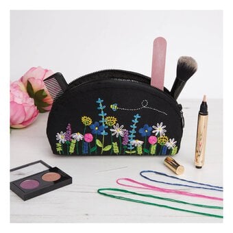 Sew & So On Floral Makeup Bag Embroidery Kit image number 2