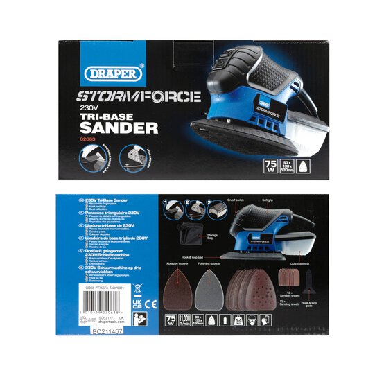 Draper Storm Force 230V Tri-Base Detail Sander image number 9