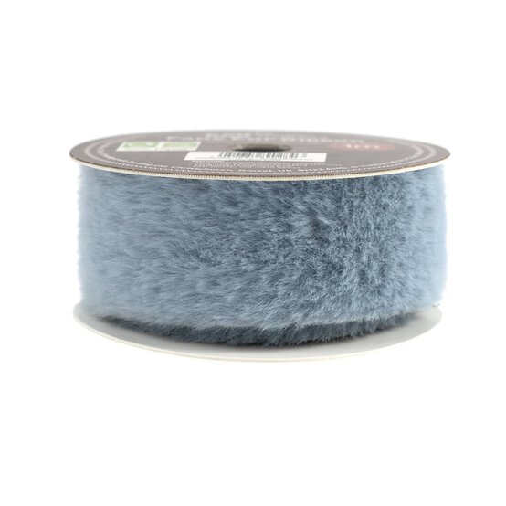 Dusky Blue Faux Fur Ribbon 3.5cm x 1m image number 4