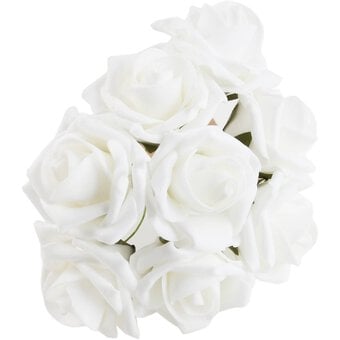 White Open Rose Bouquet 8 Pieces