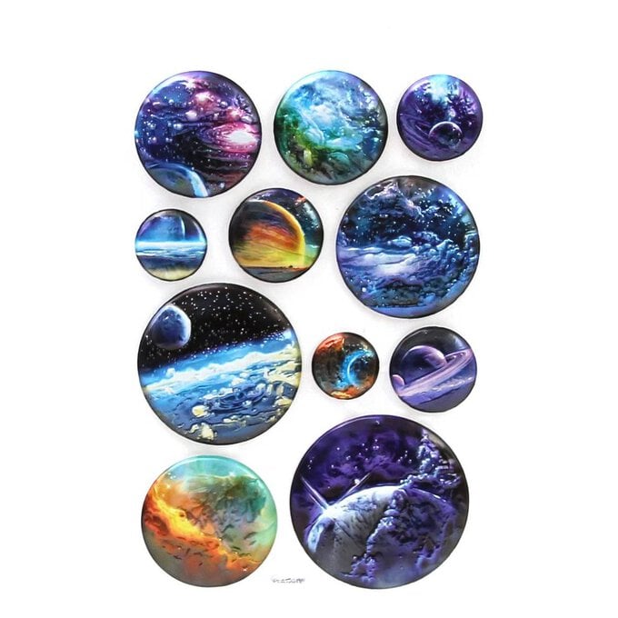Moon and Planets Embossed Foil Stickers image number 1