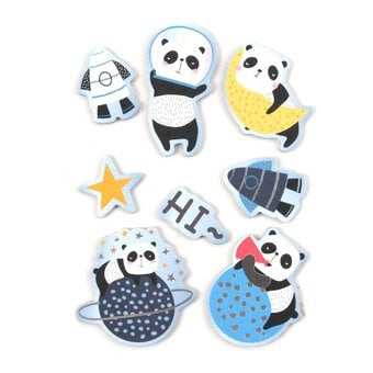 Panda Space Chipboard Stickers 8 Pack