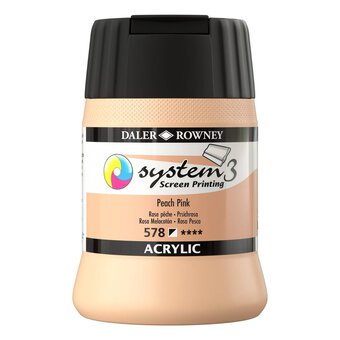 Daler-Rowney System3 Peach Pink Screen Printing Acrylic Ink 250ml
