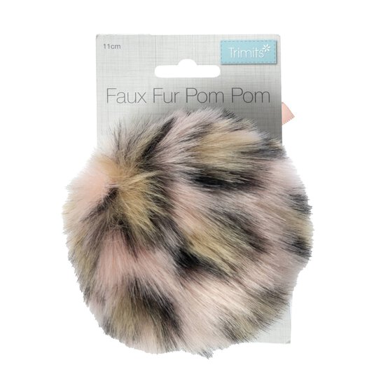 Pink Leopard Faux Fur Pom Pom 11cm image number 5