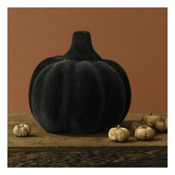Black Mini Flocked Ceramic Pumpkin 8cm