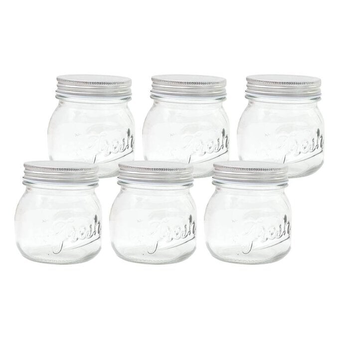 Fresh Embossed Clear Glass Jar 320ml 6 Pack