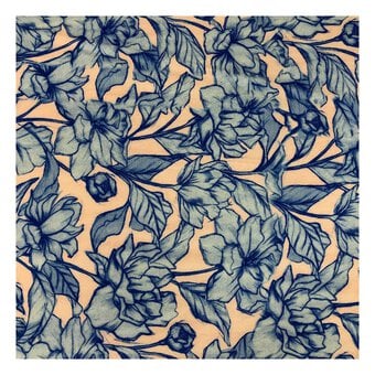 Blue Shadow Flowers Cotton Poplin Fabric by the Metre