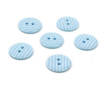 Hemline Sky Blue Novelty Stripey Button 6 Pack