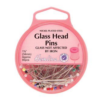 Hemline Glass Head Pins 95 Pack