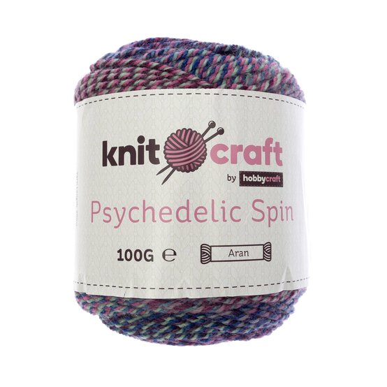 Knitcraft Pink and Blue Psychedelic Spin 100g  image number 1