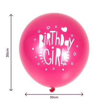 Pink Happy Birthday Latex Balloons 10 Pack