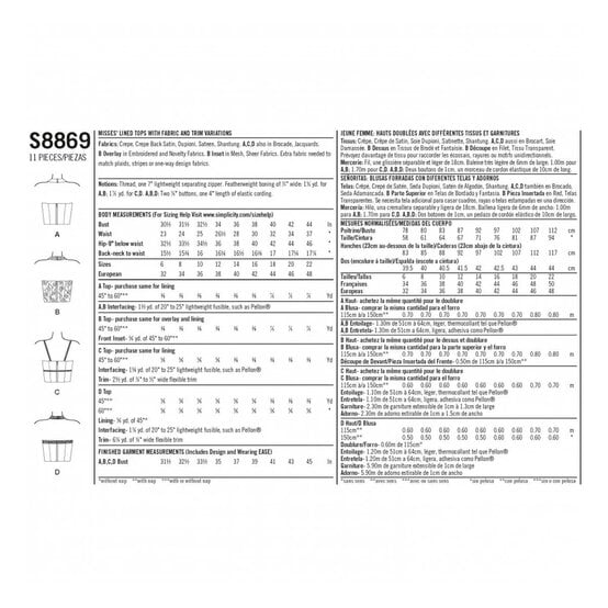 Simplicity Women's Tops  Sewing Pattern S8869 (H5 6-14) image number 2