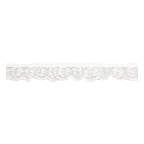 White 30mm Frilled Nylon Lace Trim by the Metre image number 1