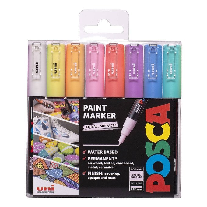 Uni-ball Pastel Posca PC-1M Marker Pens 8 Pack image number 1