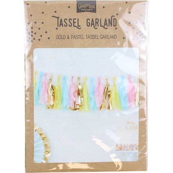 Ginger Ray Pastel and Gold Tassel Garland 2m image number 3