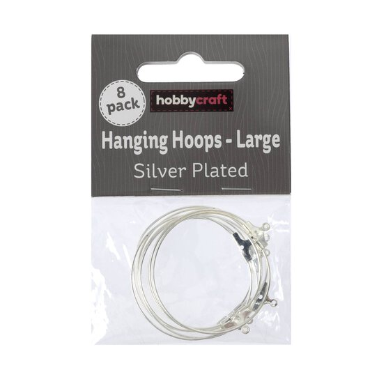 Silver Plated Hanging Hoops 35mm 8 Pack image number 1