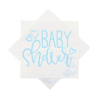 Blue Heart Baby Shower Napkins 16 Pack