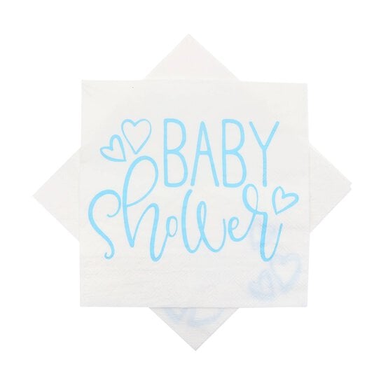 Blue Heart Baby Shower Napkins 16 Pack image number 1