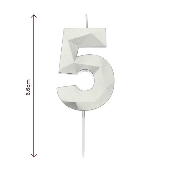Whisk Silver Faceted Number 5 Candle image number 5
