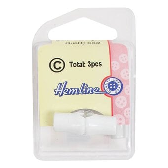 Hemline White Basic Toggle Button 3 Pack