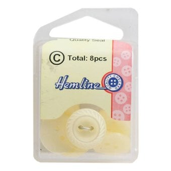 Hemline Cream Spiral Edge Buttons 16.25mm 8 Pack image number 2